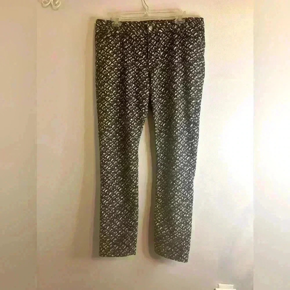 Michael Kors Women’s 12 Blue Scallop Print Soft Stretch Straight Leg Pants NWOT - Picture 1 of 10